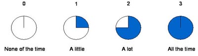 Sizing Me Up Scoring: none of the time, a little, a lot, all the time. Sizing Me Up Scoring: none of the time, a little, a lot, all the time.